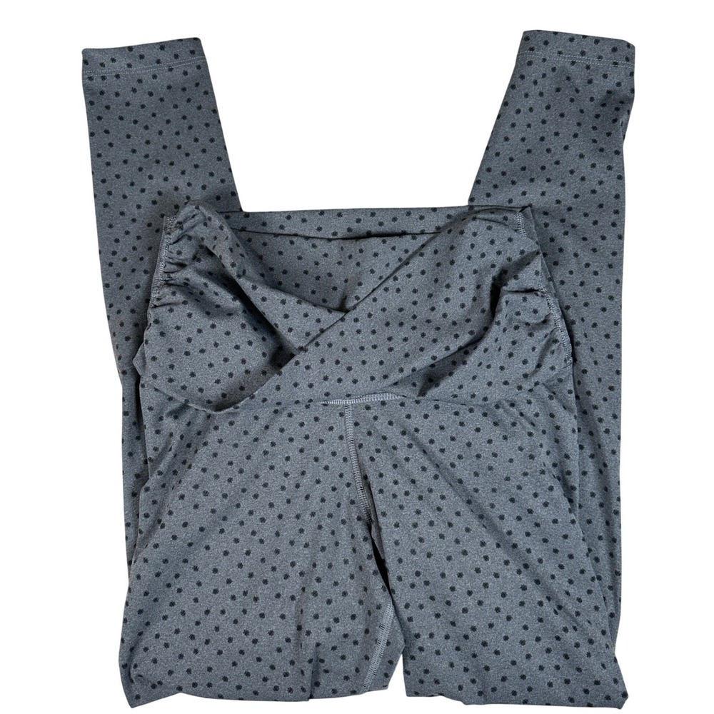 Nike Dri-Fit Leggings Womens Small Gray Polka Dot High Rise Cross Waist
